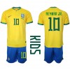 Brasilien Neymar Jr #10 Hemmaställ Barn VM 2022 Korta ärmar (+ Korta byxor)